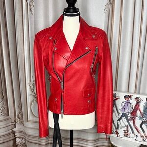Scarlet Leather Biker Jacket